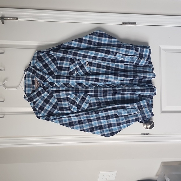 Wrangler Other - Wrangler Wrancher Western Mens Pearl Snap Button long sleeve Size 2XL